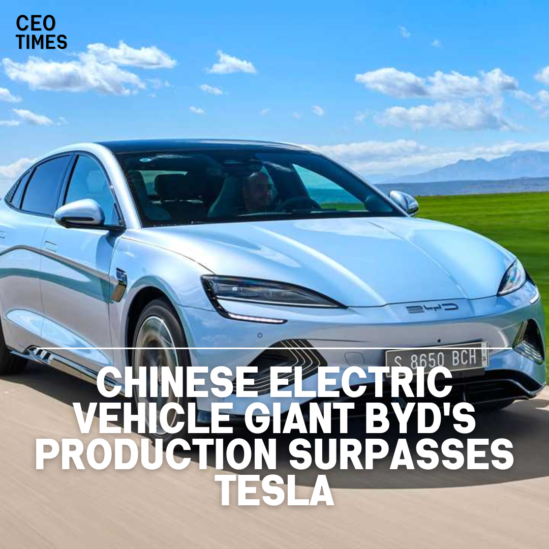 BYD, the Chinese electric vehicle manufacturer, announced that it produced over 3 million new energy cars in 2023.