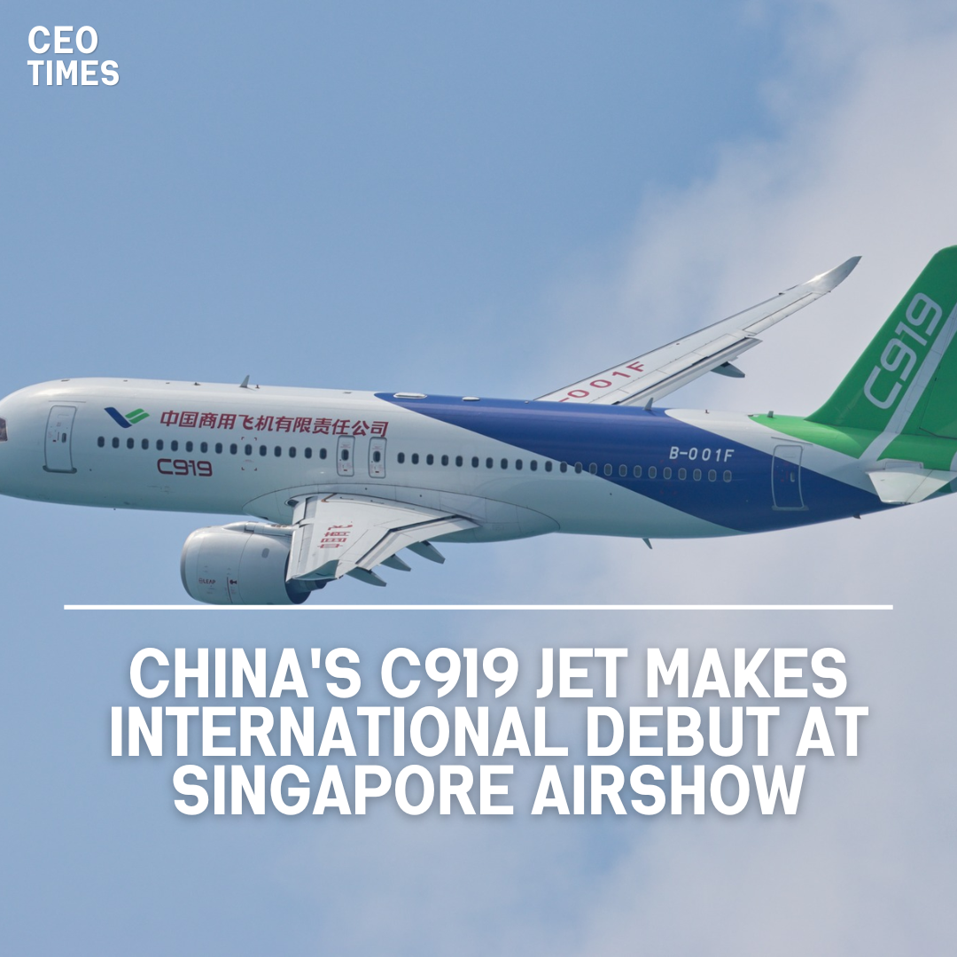China's rival to Airbus and Boeing's passenger planes, the narrowbody C919 produced by the Commercial Aircraft Corporation of China.