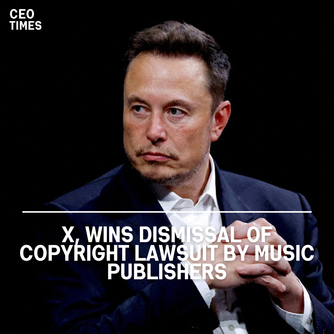 In a lawsuit filed by 17 music publishers, X was successful in getting the majority of the claims dismissed.