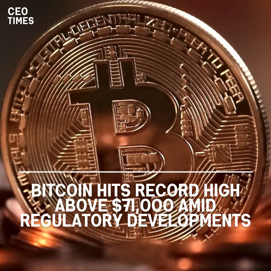 Bitcoin reaches an all-time high of more than $71,000, confirming the cryptocurrency market's persistent pace.