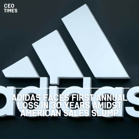 Adidas, the German sportswear giant, reported its first yearly deficit in more than three decades on Wednesday.