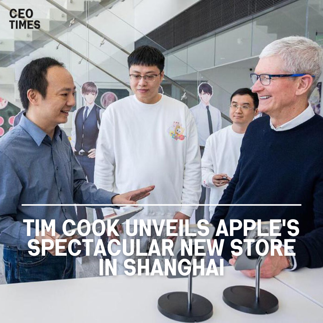 Tim Cook, pleased audiences in Shanghai by opening the company's latest store in the bustling metropolis.