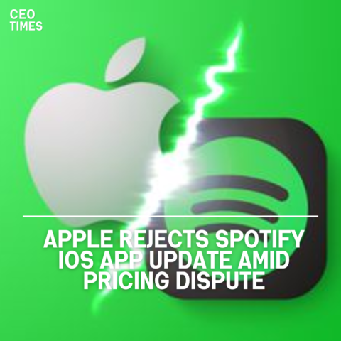 Apple has rejected Spotify's iOS app update, which contained in-app pricing information for European Union users.