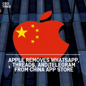 Apple withdrew Meta Platforms' WhatsApp and Threads from the App Store in China.