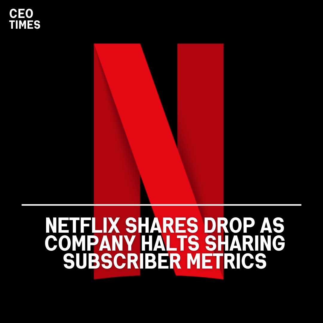 Netflix shares fell as the business announced its plan to stop reporting subscriber additions.
