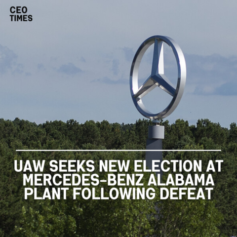 The UAW union is seeking a new election at a Mercedes-Benz plant in Alabama after losing a vote last week.