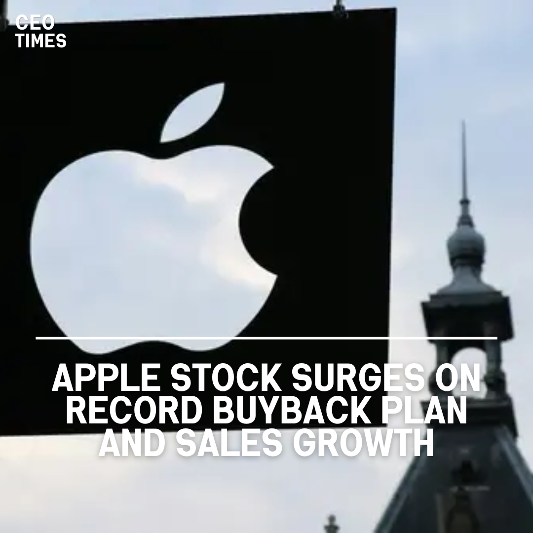 Apple shares rose roughly 7% after the announcement of its large stock buyback programme and hopeful sales.