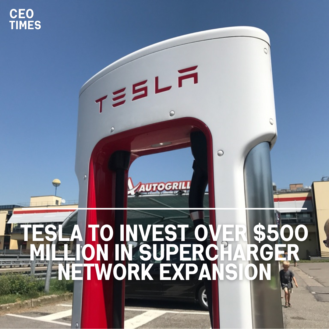 Elon Musk, Tesla's CEO, revealed that the business will invest more than $500 million this year to extend its Supercharger network.