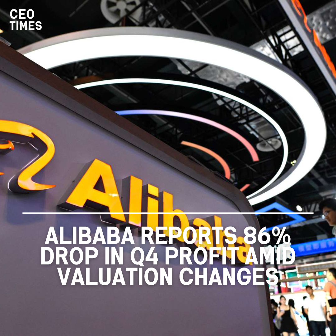 Alibaba Group Holding announced an 86% drop in its fourth-quarter profit on Tuesday, mostly due to valuation changes.