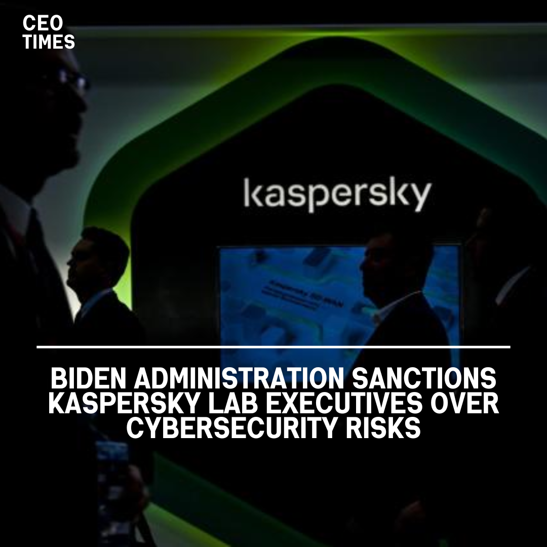 The Biden administration has slapped sanctions on 12 key executives from AO Kaspersky Lab, stressing cybersecurity dangers.