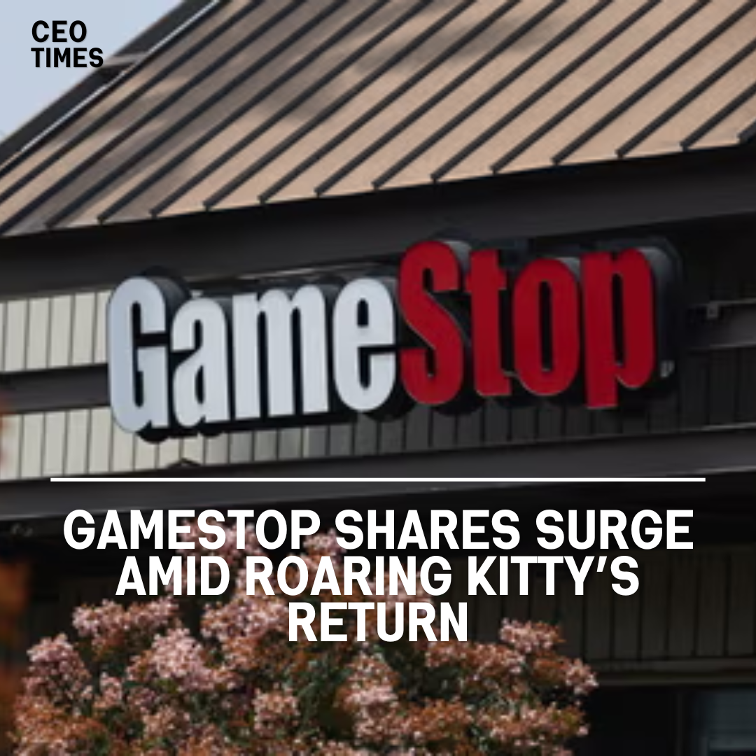 Shares of GameStop jumped over 50% following an announcement by the internet stock influencer known as "Roaring Kitty"