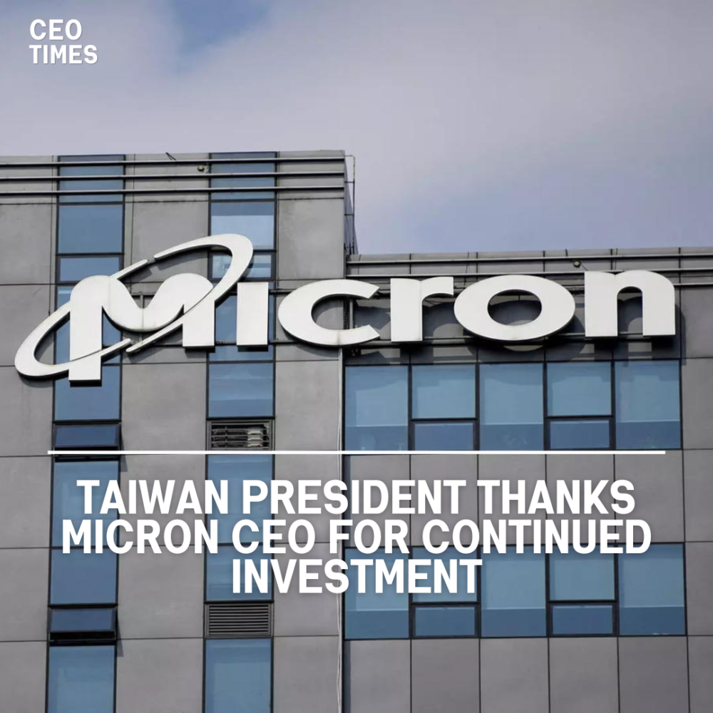 Taiwan's President commended memory chipmaker Micron CEO Sanjay Mehrotra for his trust and continuing commitment.