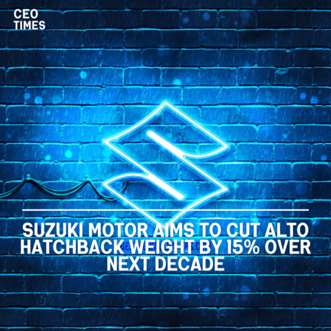 Suzuki Motor announced that it will cut the weight of its compact Alto hatchback by 15% over the next decade.