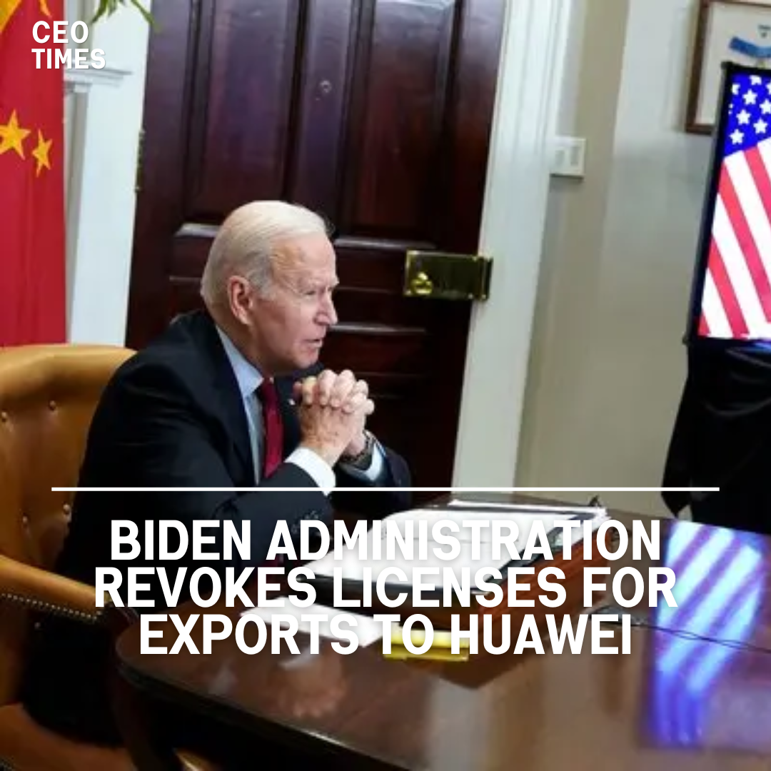 The Biden administration has revoked eight permits this year that permitted some companies to transfer goods to Huawei.