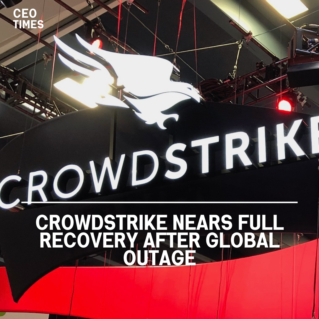 CrowdStrike CEO George Kurtz reported that more than 97% of Windows sensors are now back online after a global outage.