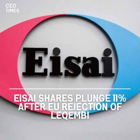 Eisai shares plunged 11% on Monday, their steepest one-day drop in three years.