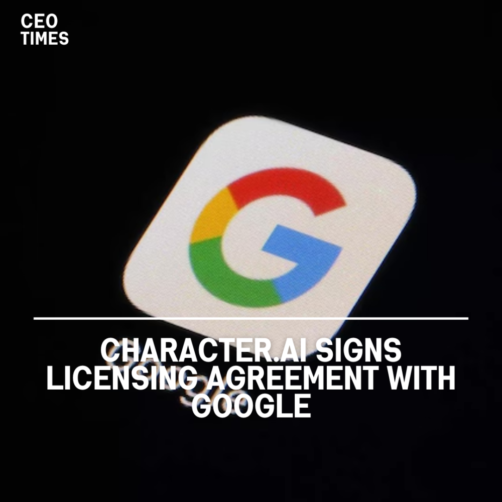 Startup Character.AI said on Friday that it has signed a non-exclusive licensing agreement with Alphabet's Google.