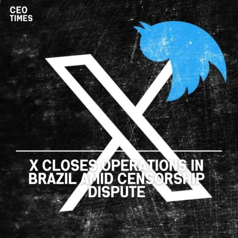 On Saturday, media platform X stated that it will immediately halt operations in Brazil.